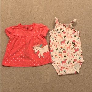 Unicorn top and matching onesie